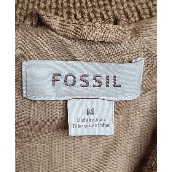 Fossil Mens Medium Bomber Jacket Brown Snap Up Full Zip Wool Silk Nylon C1 - Picture 4 of 8